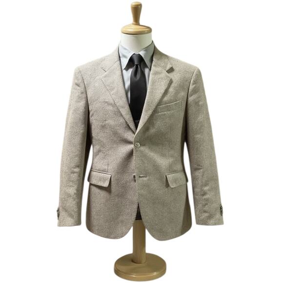 VTG Polo Ralph Lauren Sport Coat Mens 44 L Brown Wool Cashmere Herringbone Italy